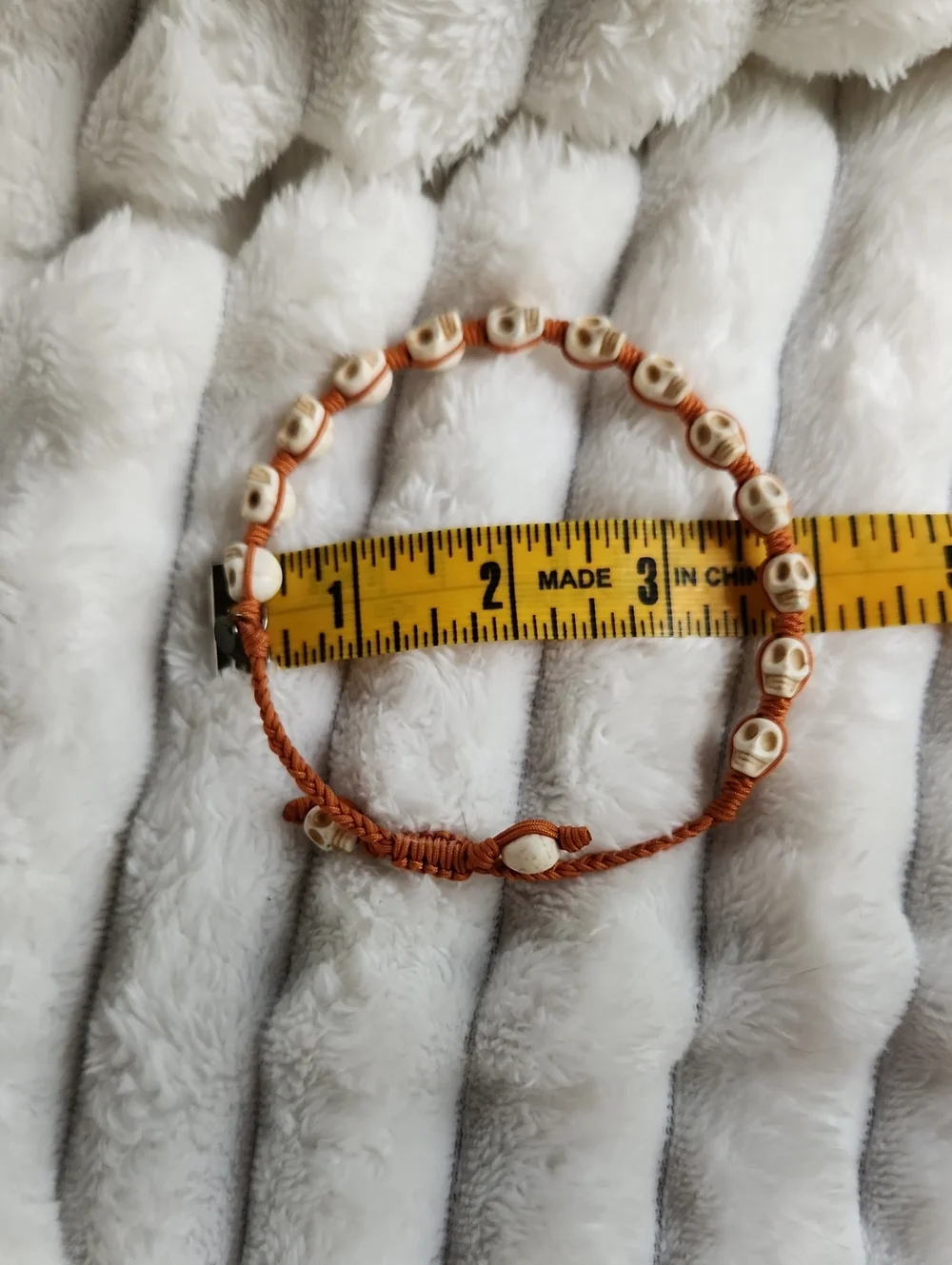 Taj Brand Orange Weave Beaded Skull Bracelet